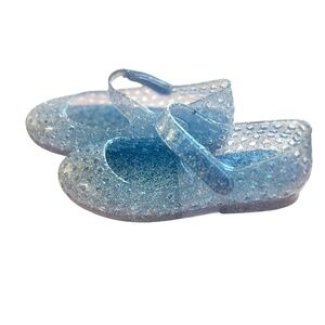 Girls Blue Glitter Jelly Shoes Size 11 Kids Sparkly Flats EUC